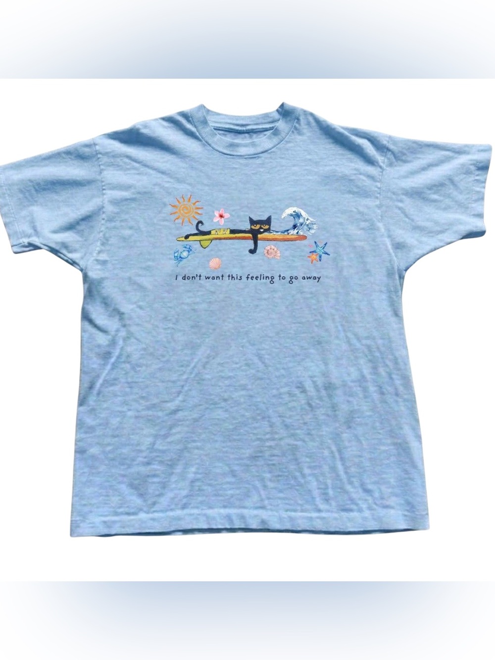 Gildan Cat Surfboard Graphic Tee, Relaxed Cat Design, Vintage Shirt For Unisex